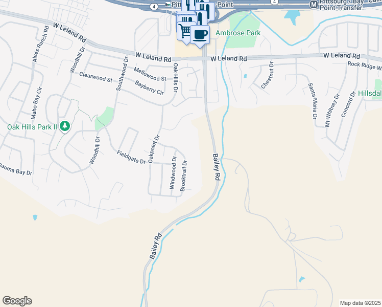 map of restaurants, bars, coffee shops, grocery stores, and more near 1185 Brooktrail Drive in Pittsburg