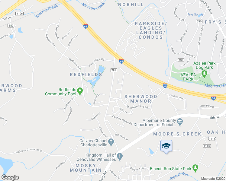 map of restaurants, bars, coffee shops, grocery stores, and more near 1855 Candlewood Court in Charlottesville