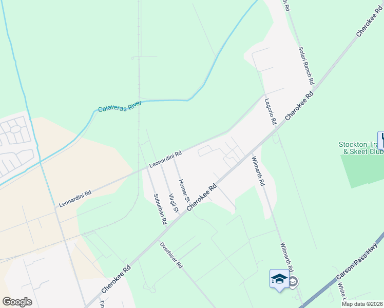 map of restaurants, bars, coffee shops, grocery stores, and more near 4616 Homer Street in Stockton