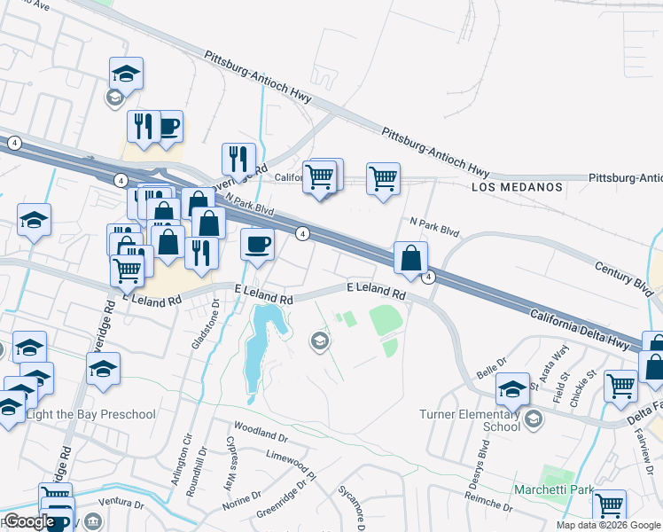 map of restaurants, bars, coffee shops, grocery stores, and more near 2267 Lakeview Circle in Pittsburg