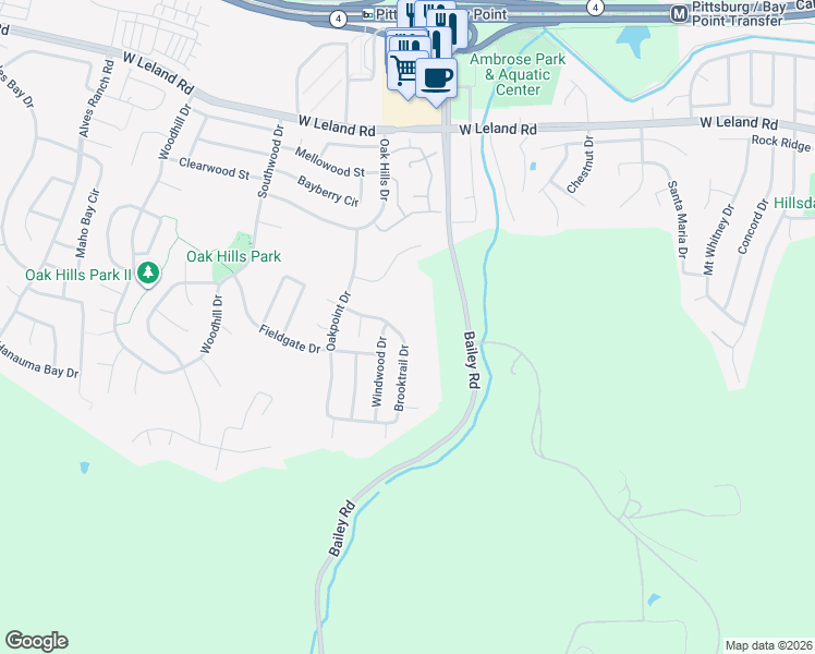 map of restaurants, bars, coffee shops, grocery stores, and more near 1202 Brooktrail Drive in Pittsburg