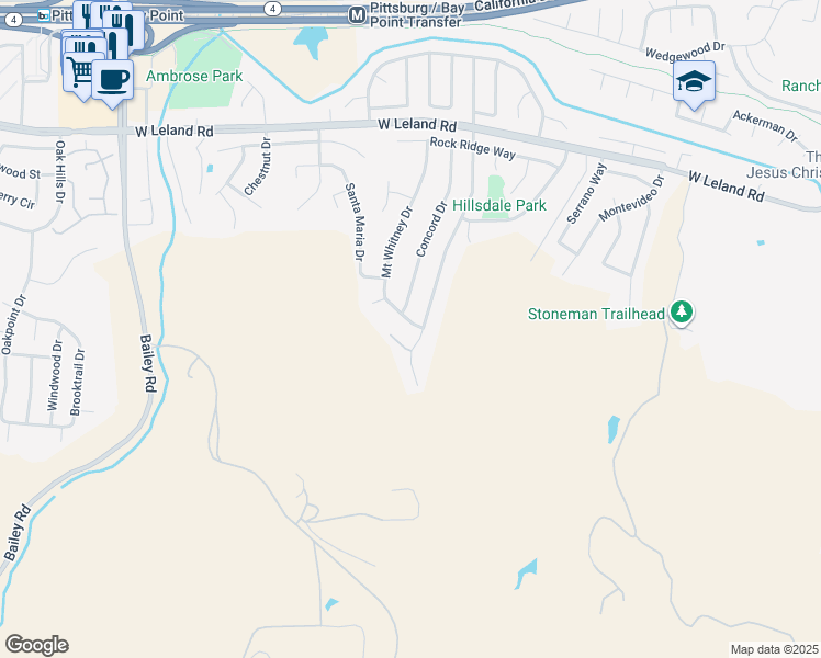 map of restaurants, bars, coffee shops, grocery stores, and more near 2272 Mount Whitney Drive in Pittsburg