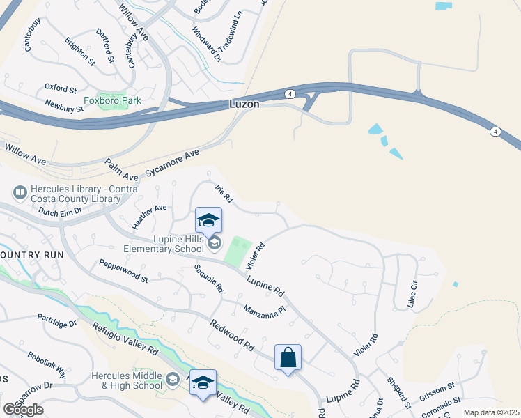 map of restaurants, bars, coffee shops, grocery stores, and more near 109 Mulberry Court in Hercules