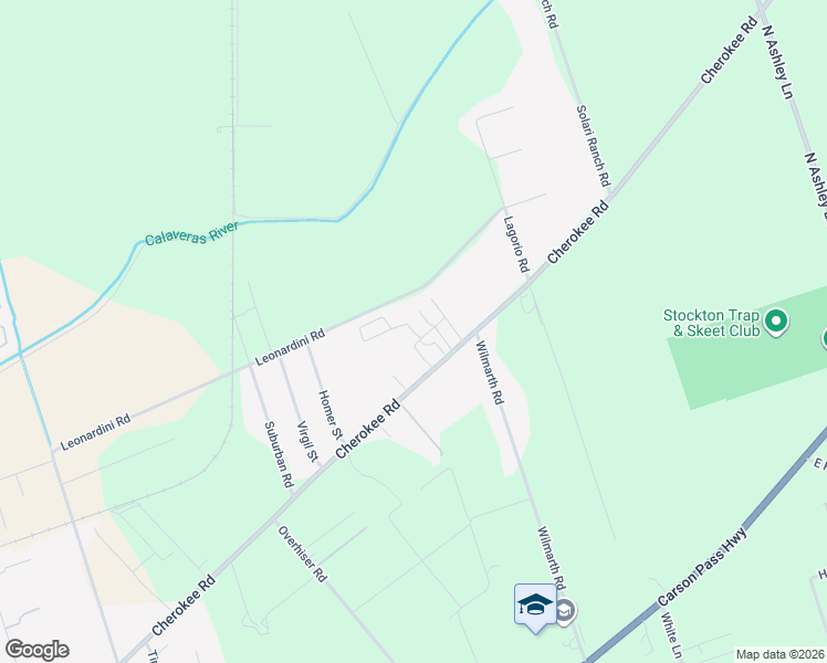 map of restaurants, bars, coffee shops, grocery stores, and more near 5830 Leonardini Road in Stockton