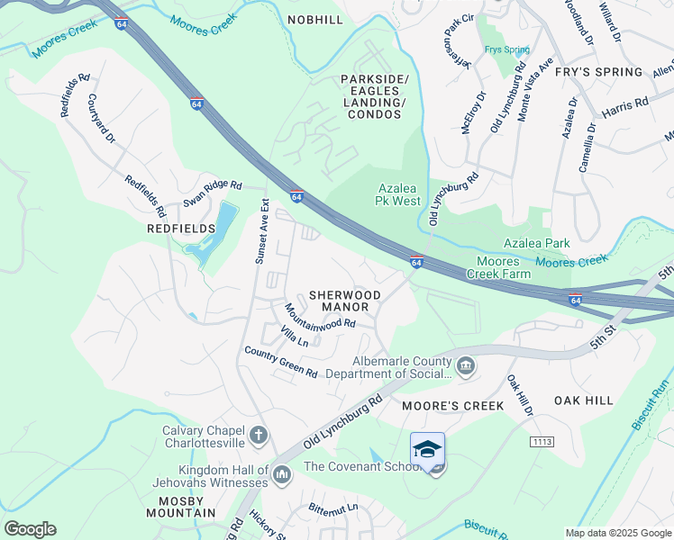 map of restaurants, bars, coffee shops, grocery stores, and more near 136 Scarborough Pl in Charlottesville