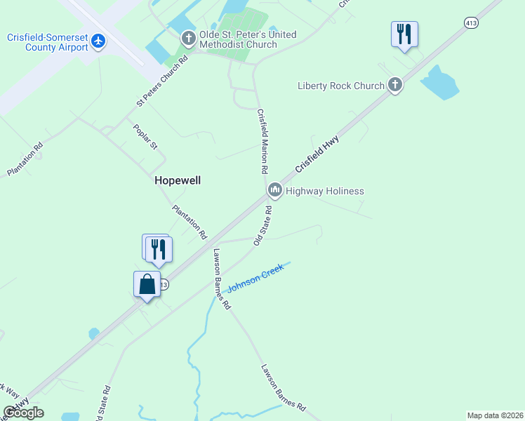 map of restaurants, bars, coffee shops, grocery stores, and more near 27125 Maryland 667 in Crisfield
