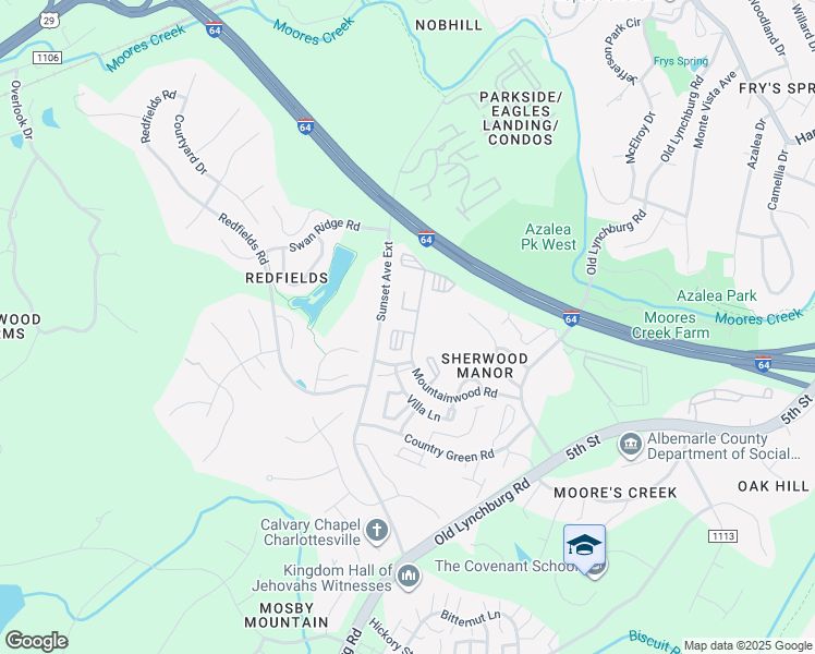 map of restaurants, bars, coffee shops, grocery stores, and more near 1925 Beechcrest Court in Charlottesville