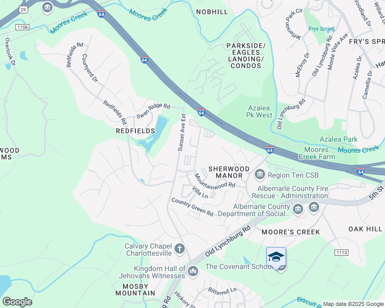 map of restaurants, bars, coffee shops, grocery stores, and more near 1810 Candlewood Court in Charlottesville