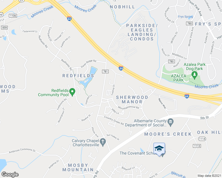 map of restaurants, bars, coffee shops, grocery stores, and more near 1925 Beechcrest Court in Charlottesville