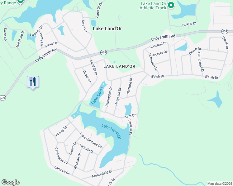 map of restaurants, bars, coffee shops, grocery stores, and more near 219 Hollyside Drive in Ruther Glen