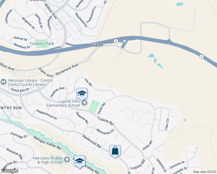 map of restaurants, bars, coffee shops, grocery stores, and more near 109 Mulberry Court in Hercules