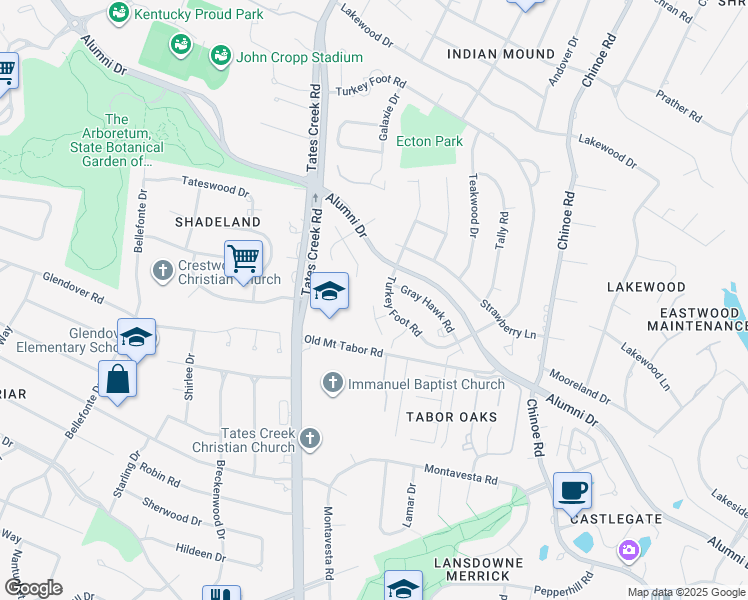 map of restaurants, bars, coffee shops, grocery stores, and more near 1167 Turkey Foot Road in Lexington