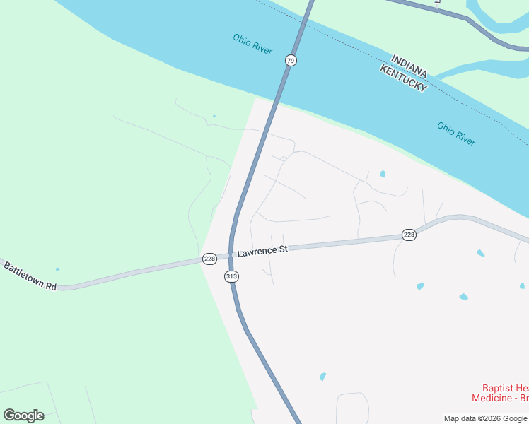 map of restaurants, bars, coffee shops, grocery stores, and more near 233 River Cliff Boulevard in Brandenburg