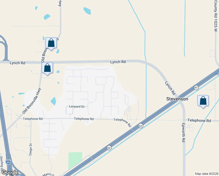map of restaurants, bars, coffee shops, grocery stores, and more near Braewick Drive in Evansville