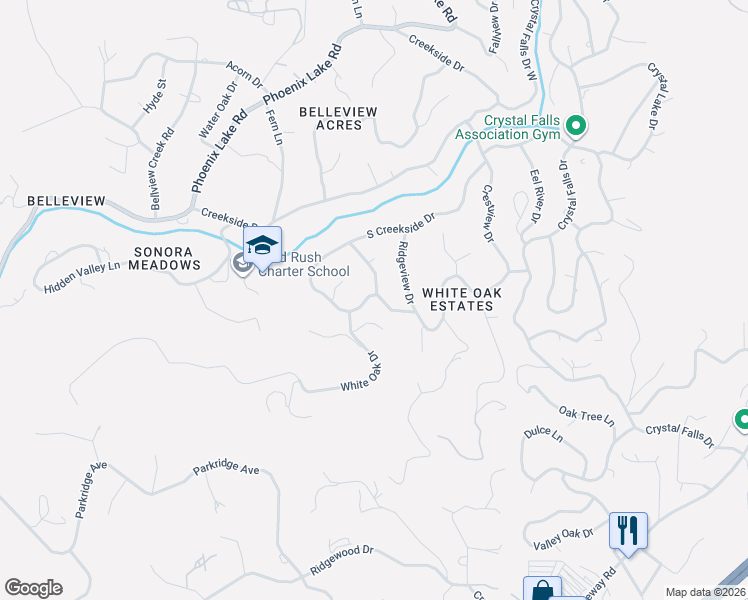 map of restaurants, bars, coffee shops, grocery stores, and more near 21390 Green Meadow Lane in Sonora