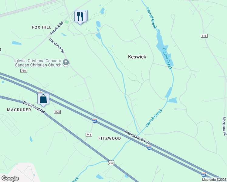 map of restaurants, bars, coffee shops, grocery stores, and more near 880 Club Drive in Keswick