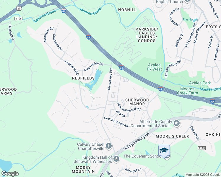 map of restaurants, bars, coffee shops, grocery stores, and more near 1830 Candlewood Court in Charlottesville