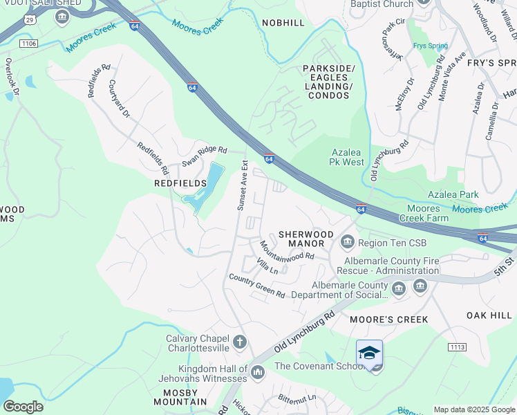 map of restaurants, bars, coffee shops, grocery stores, and more near 1915 Beechcrest Court in Charlottesville