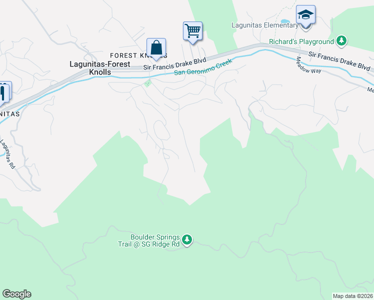 map of restaurants, bars, coffee shops, grocery stores, and more near 291 Montezuma Avenue in Forest Knolls