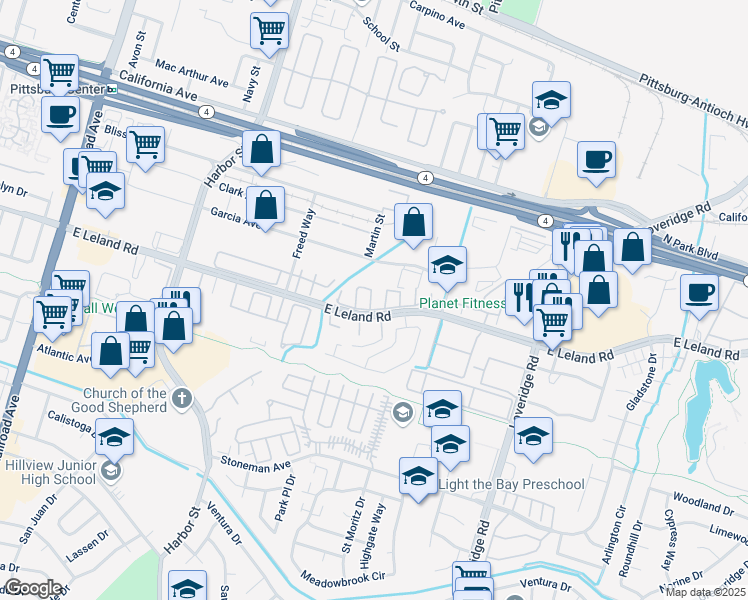map of restaurants, bars, coffee shops, grocery stores, and more near 313 Turnstone Circle in Pittsburg