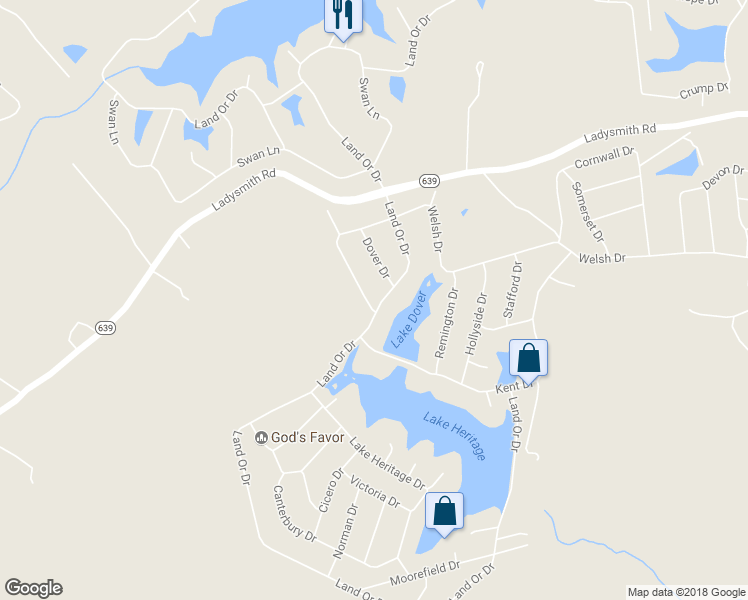 map of restaurants, bars, coffee shops, grocery stores, and more near 501 Welsh Dr in Caroline