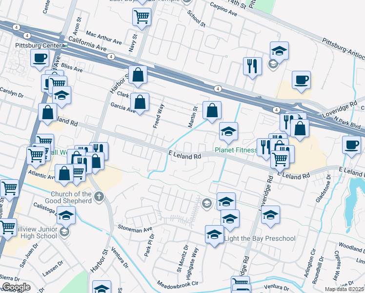 map of restaurants, bars, coffee shops, grocery stores, and more near 368 Turnstone Circle in Pittsburg