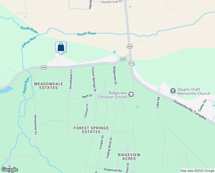 map of restaurants, bars, coffee shops, grocery stores, and more near 46 Cooper Drive in Stuarts Draft