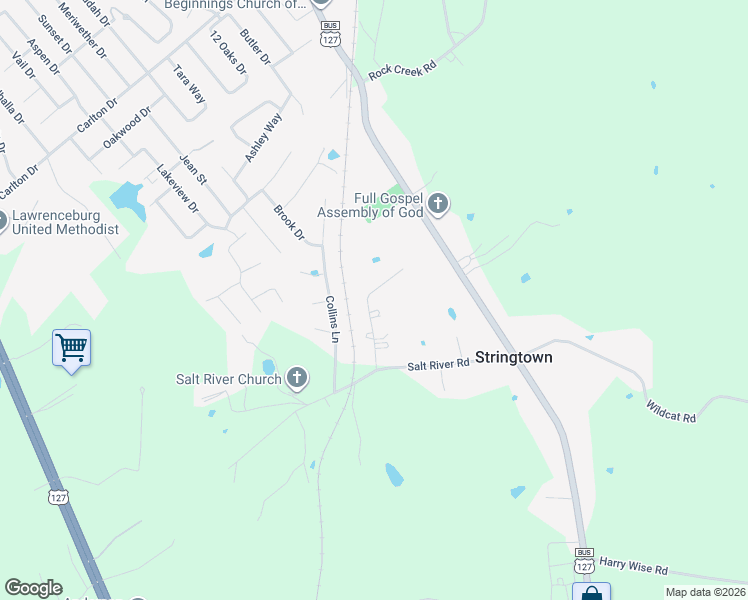 map of restaurants, bars, coffee shops, grocery stores, and more near 1031 Virginia Avenue in Lawrenceburg