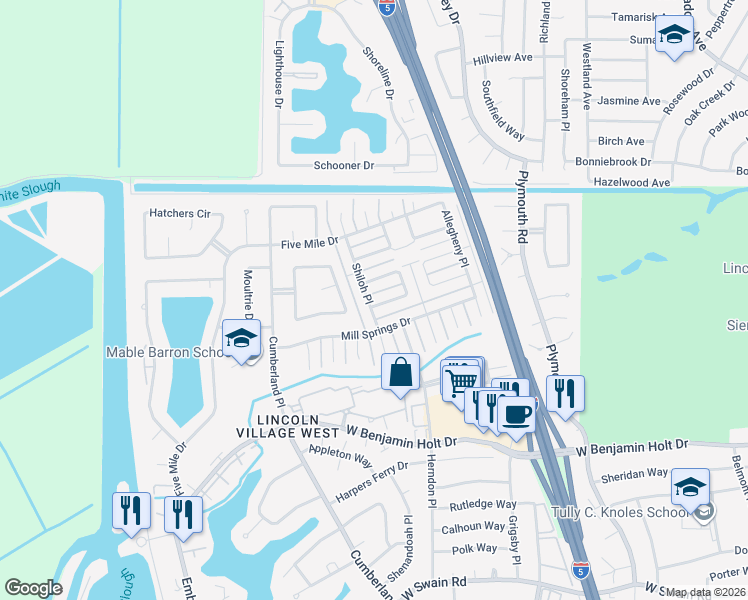 map of restaurants, bars, coffee shops, grocery stores, and more near 6861 Sumter Quay Circle in Stockton
