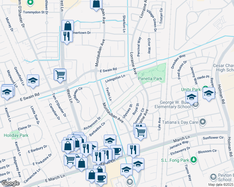 map of restaurants, bars, coffee shops, grocery stores, and more near 2051 Atchenson Street in Stockton