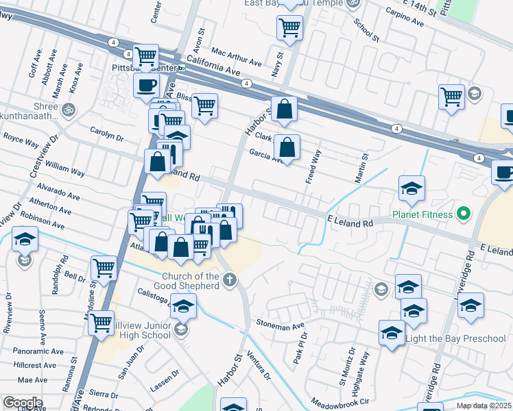 map of restaurants, bars, coffee shops, grocery stores, and more near 2204 Westgate Drive in Pittsburg
