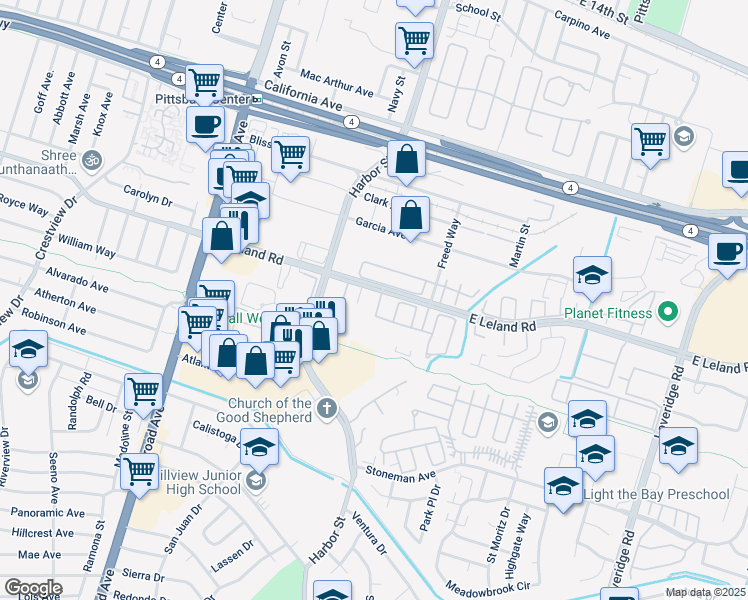 map of restaurants, bars, coffee shops, grocery stores, and more near 2204 Westgate Drive in Pittsburg