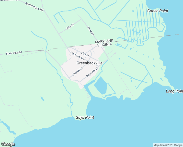 map of restaurants, bars, coffee shops, grocery stores, and more near 1513 Bayfront Street in Greenbackville