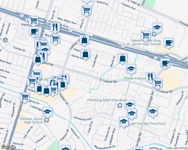map of restaurants, bars, coffee shops, grocery stores, and more near 91 Olmsted Court in Pittsburg
