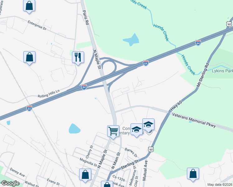 map of restaurants, bars, coffee shops, grocery stores, and more near 1005 Early Drive in Winchester