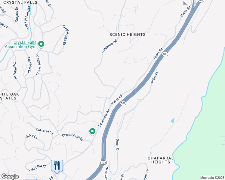 map of restaurants, bars, coffee shops, grocery stores, and more near 21403 Longeway Road in Sonora