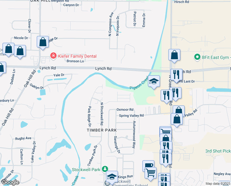 map of restaurants, bars, coffee shops, grocery stores, and more near 3544 Stanmore Drive in Evansville