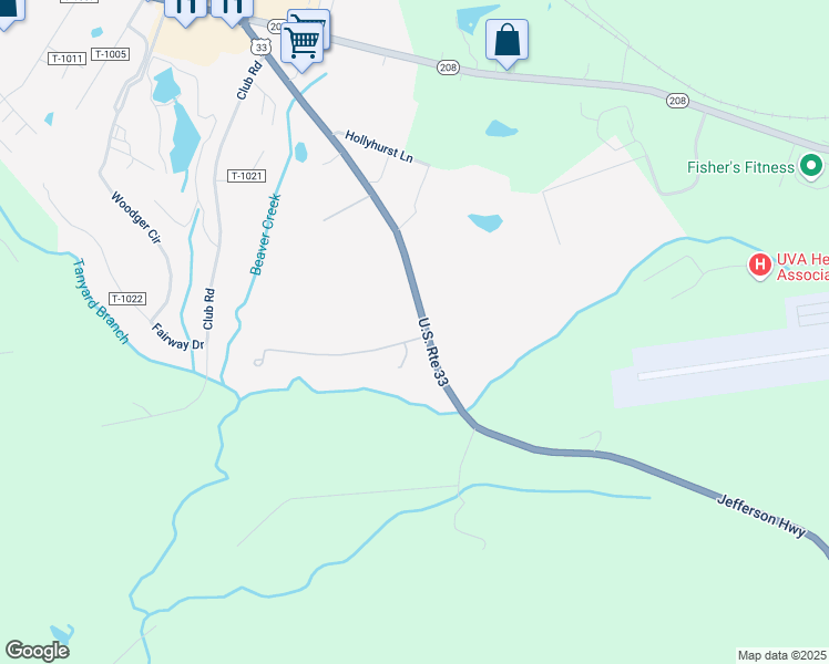 map of restaurants, bars, coffee shops, grocery stores, and more near 98 Pine Ridge Drive in Louisa