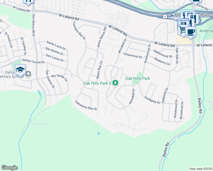 map of restaurants, bars, coffee shops, grocery stores, and more near 4 Deer Hill Court in Pittsburg