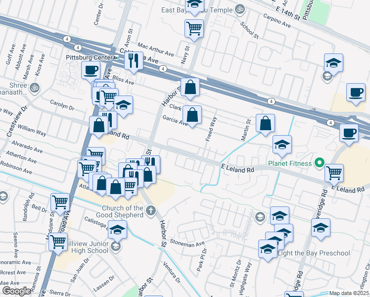 map of restaurants, bars, coffee shops, grocery stores, and more near 1634 Freed Circle in Pittsburg