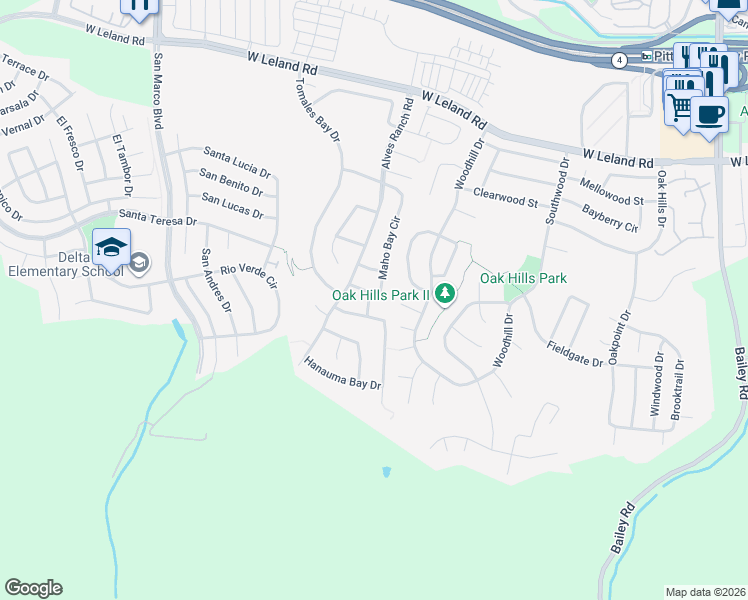 map of restaurants, bars, coffee shops, grocery stores, and more near 2438 Maho Bay Circle in Pittsburg