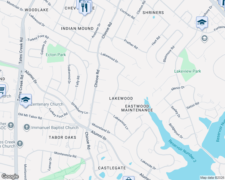 map of restaurants, bars, coffee shops, grocery stores, and more near 1540 Lakewood Drive in Lexington