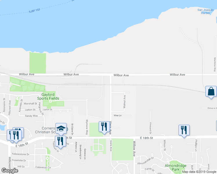 map of restaurants, bars, coffee shops, grocery stores, and more near 1400 Viera Avenue in Antioch