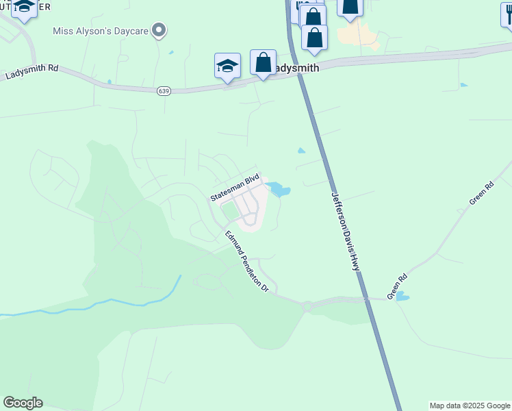 map of restaurants, bars, coffee shops, grocery stores, and more near 18413 Congressional Circle in Ruther Glen