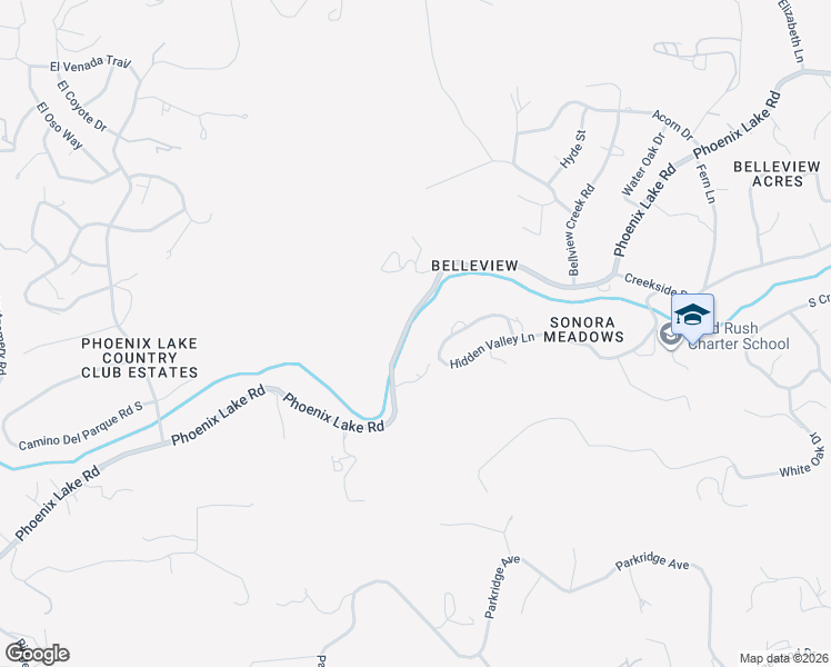 map of restaurants, bars, coffee shops, grocery stores, and more near 21451 Phoenix Lake Road in Sonora