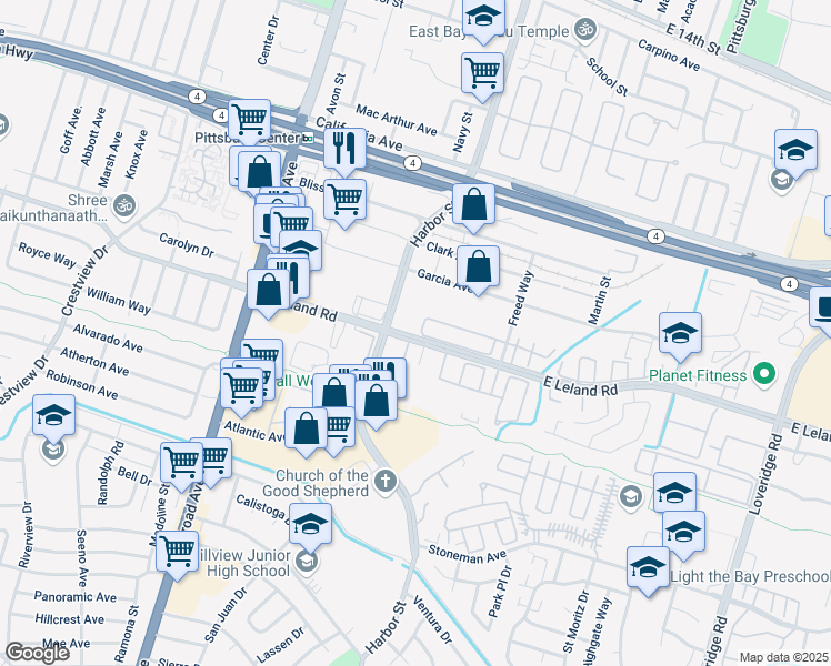 map of restaurants, bars, coffee shops, grocery stores, and more near 1591 Freed Circle in Pittsburg