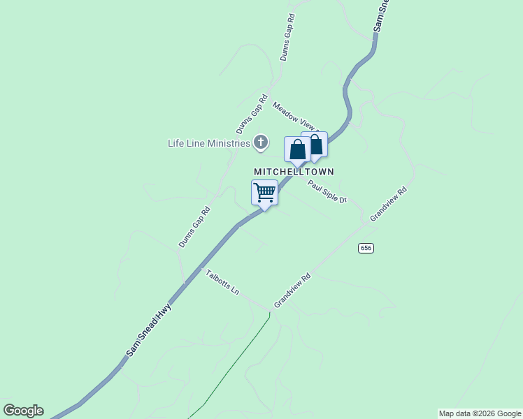 map of restaurants, bars, coffee shops, grocery stores, and more near 9204 Sam Snead Highway in Hot Springs