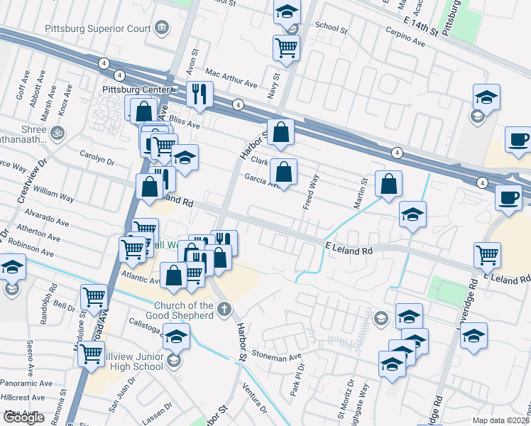 map of restaurants, bars, coffee shops, grocery stores, and more near 1559 Freed Circle in Pittsburg