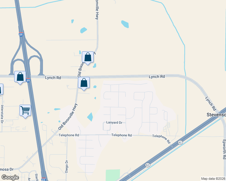 map of restaurants, bars, coffee shops, grocery stores, and more near 8600 Old Boonville Highway in Evansville