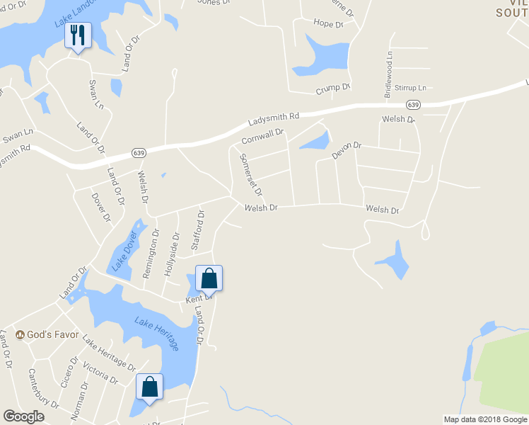 map of restaurants, bars, coffee shops, grocery stores, and more near 613 Welsh Drive in Ruther Glen